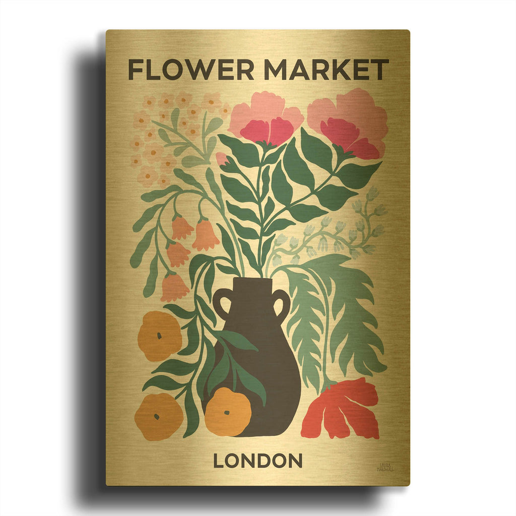 'Flower Market 1' By Laura Marshall Gold Metal Wall Art