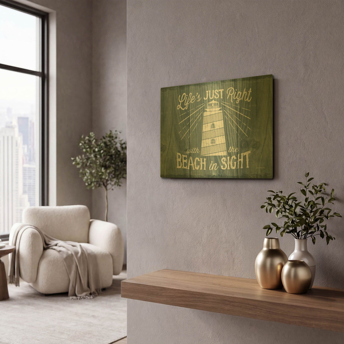 'Up North 3 V2' By Laura Marshall Gold Metal Wall Art