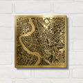 'Rome Map Black' By Laura Marshall Gold Metal Wall Art