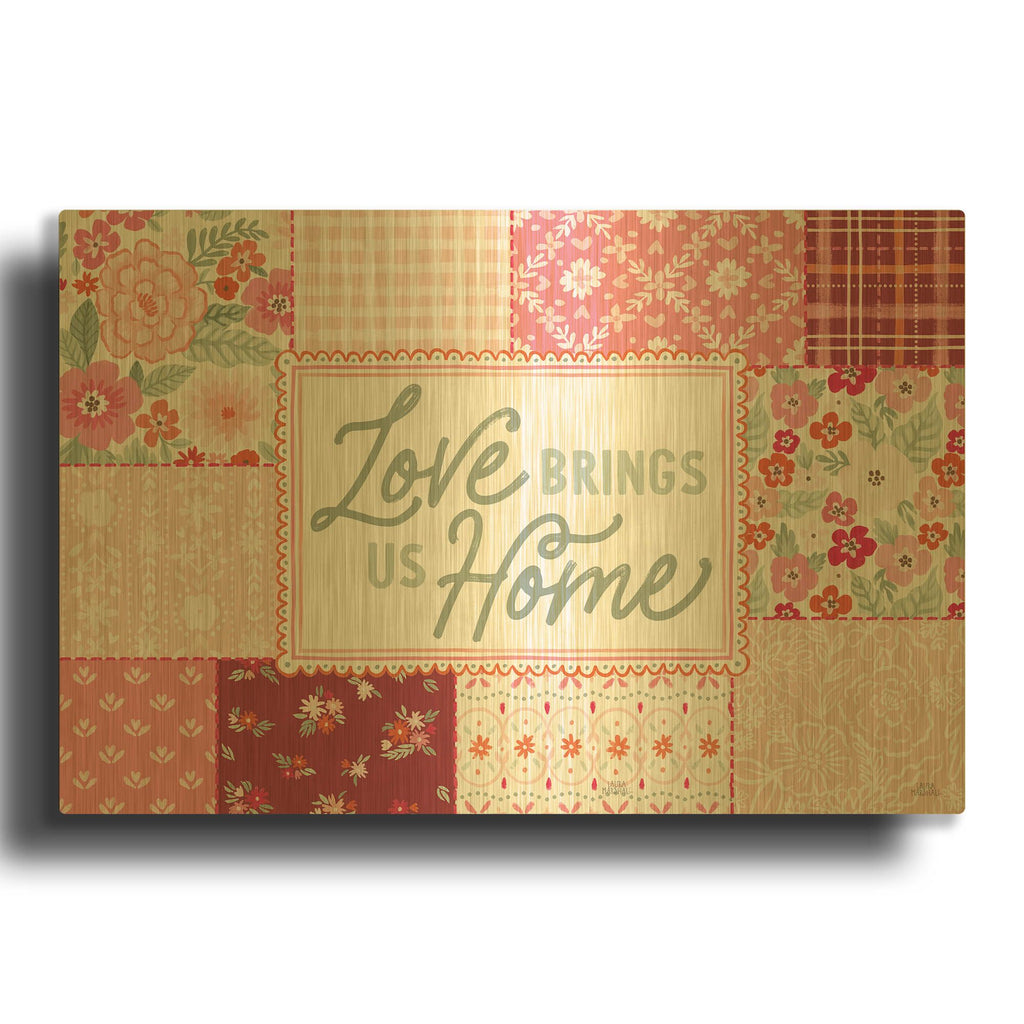 'Blooming Hearts 1' By Laura Marshall Gold Metal Wall Art