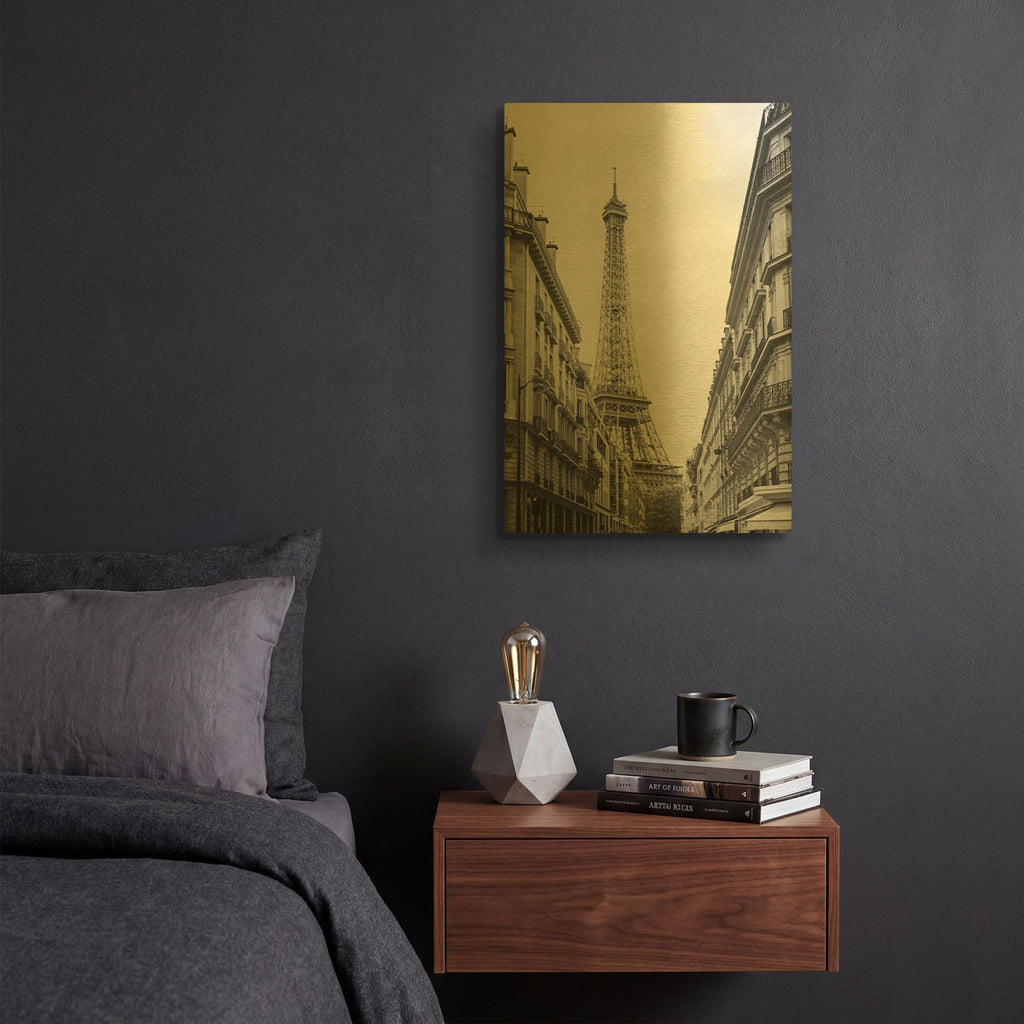 'Eiffel Glimpse' By Laura Marshall Gold Metal Wall Art