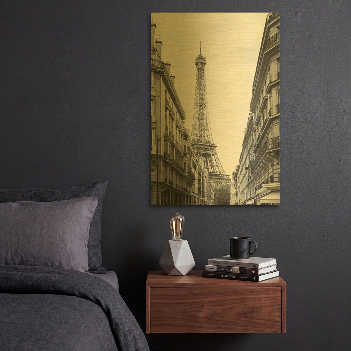 'Eiffel Glimpse' By Laura Marshall Gold Metal Wall Art