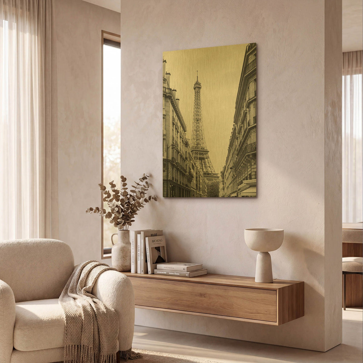 'Eiffel Glimpse' By Laura Marshall Gold Metal Wall Art
