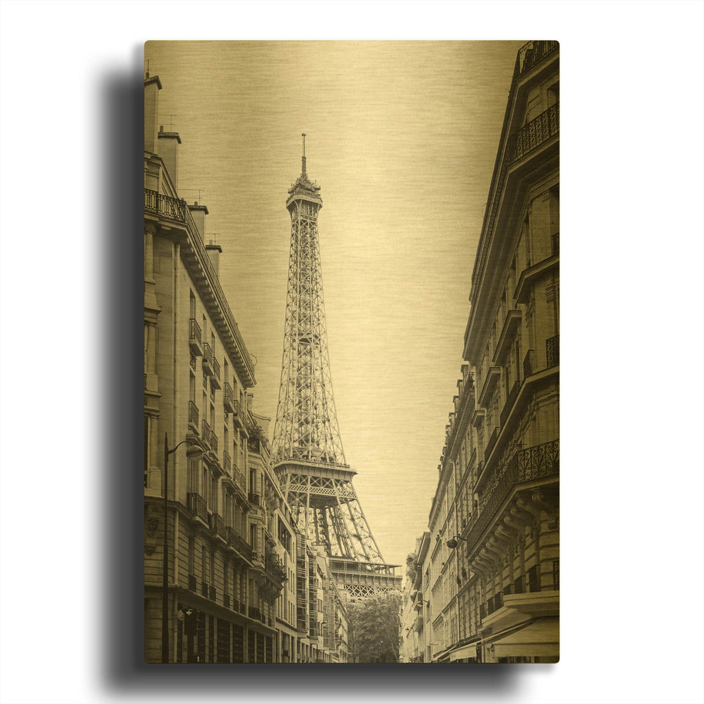 'Eiffel Glimpse' By Laura Marshall Gold Metal Wall Art