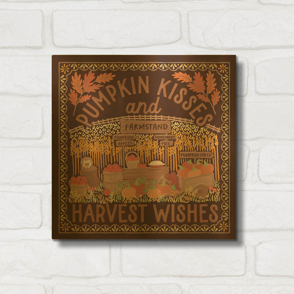 'Autumn Days 5 Dark' By Laura Marshall Gold Metal Wall Art