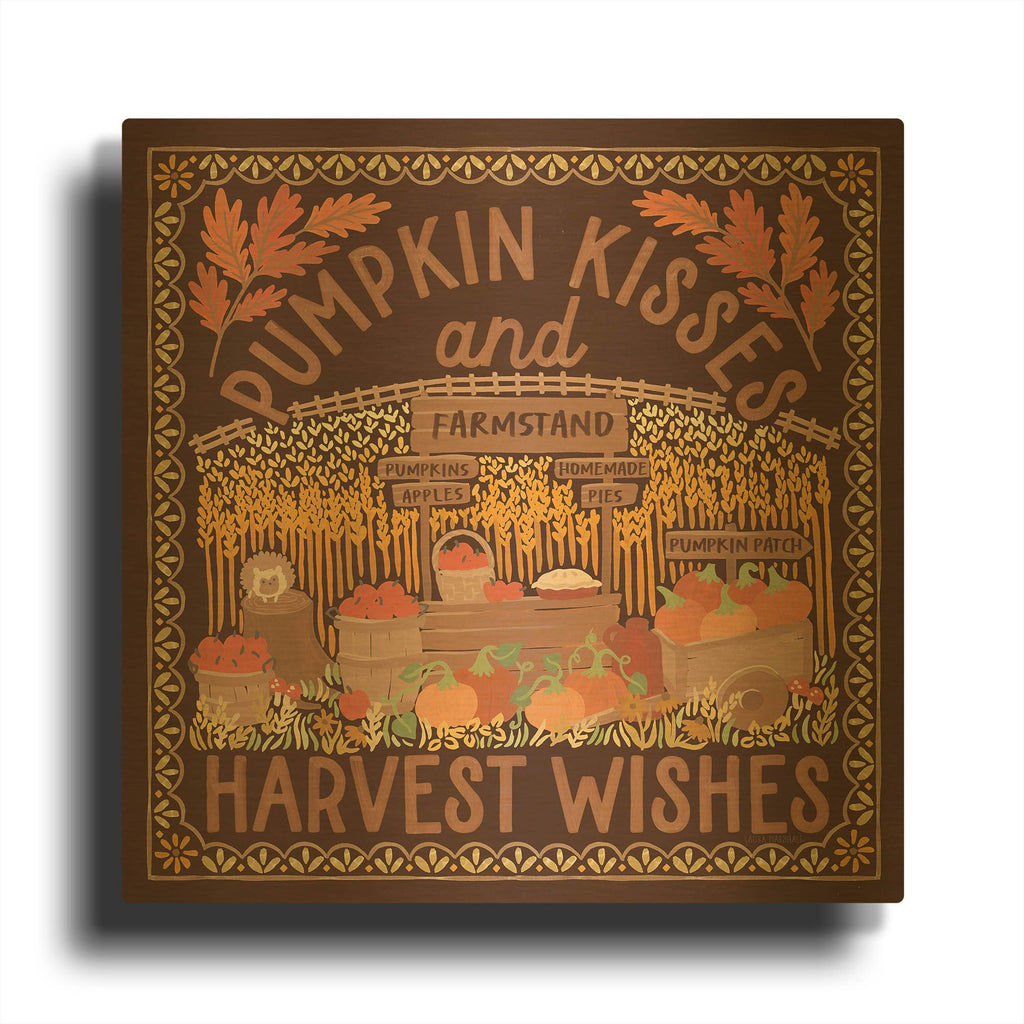 'Autumn Days 5 Dark' By Laura Marshall Gold Metal Wall Art