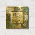 'Garden Getaway Patchwork 2' By Laura Marshall Gold Metal Wall Art