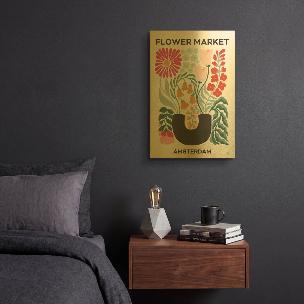 'Flower Market V' By Laura Marshall Gold Metal Wall Art