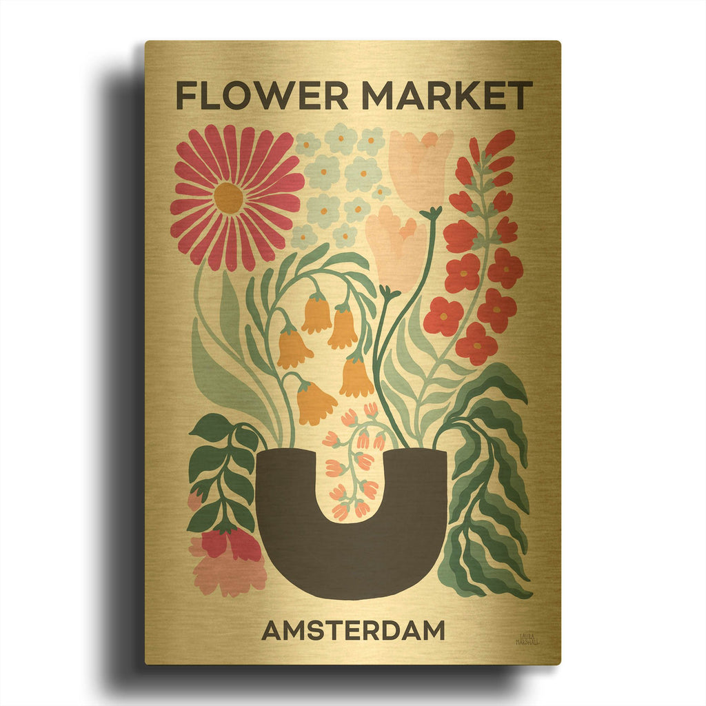 'Flower Market V' By Laura Marshall Gold Metal Wall Art