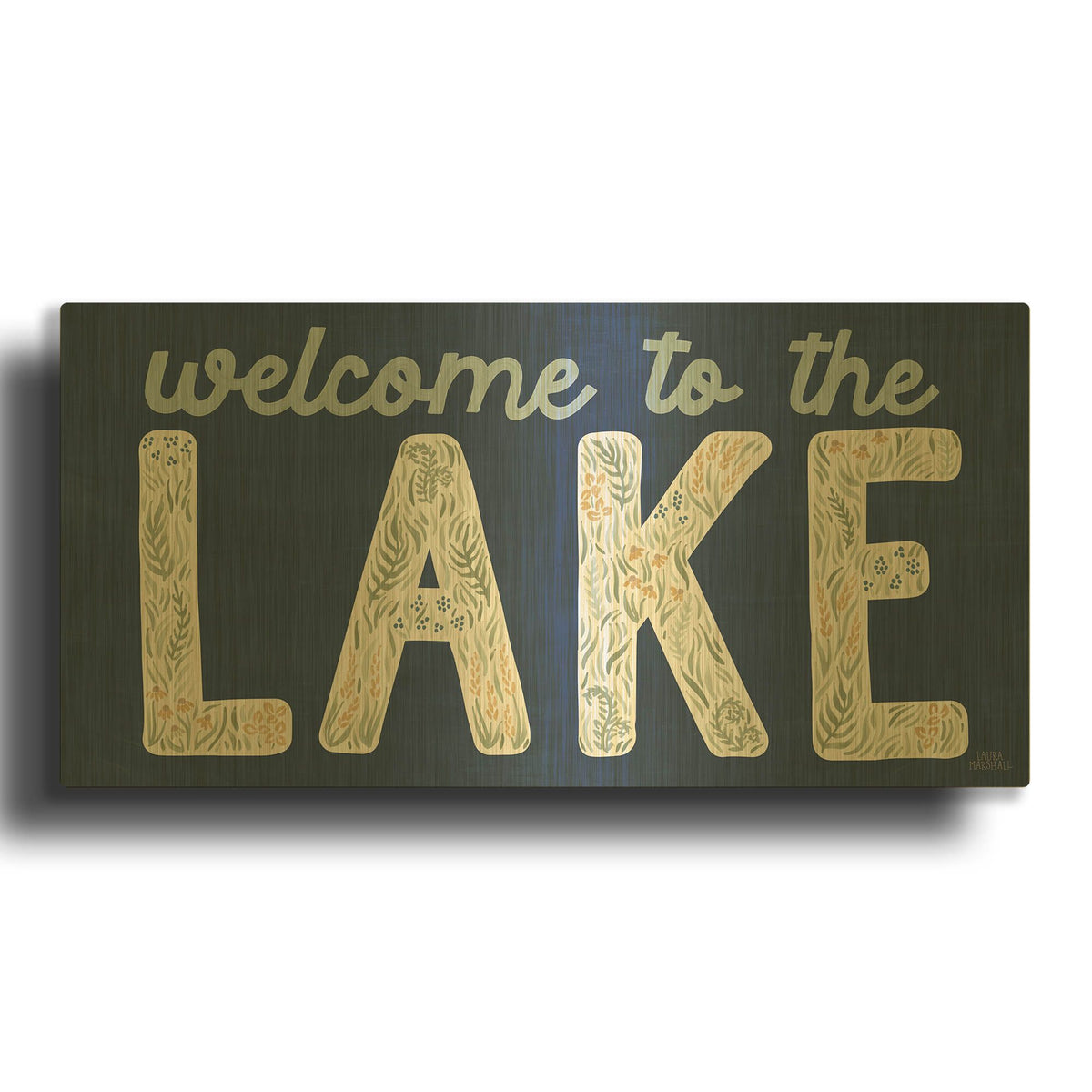 'Lakeside Days Ix Blue' By Laura Marshall Gold Metal Wall Art