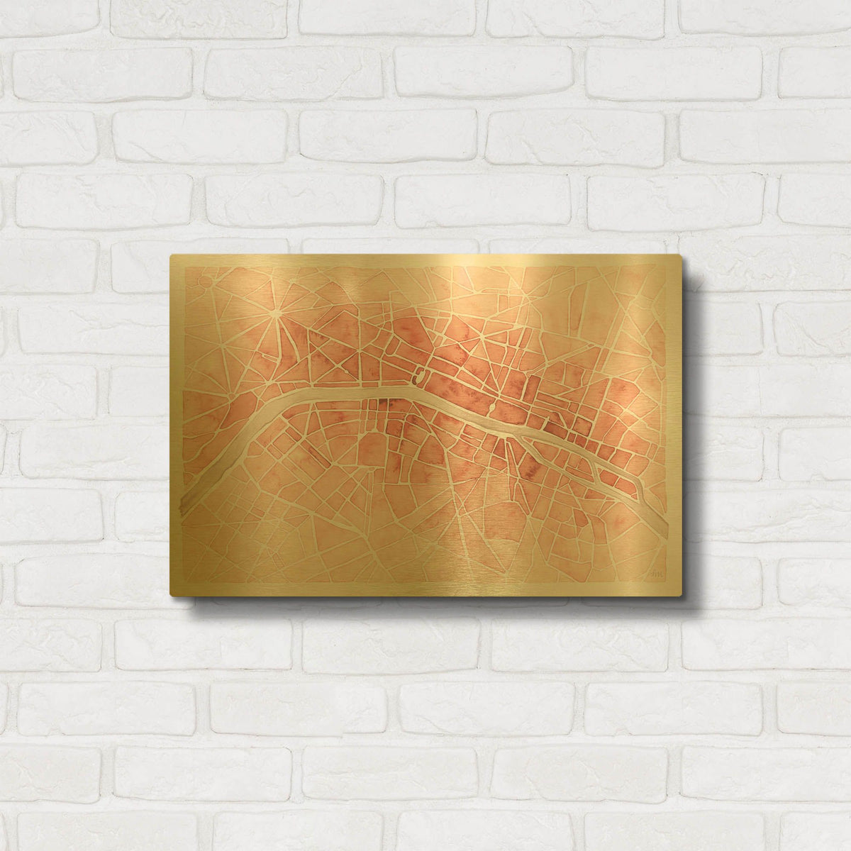 'Watercolor Wanderlust Paris Coral' By Laura Marshall Gold Metal Wall Art