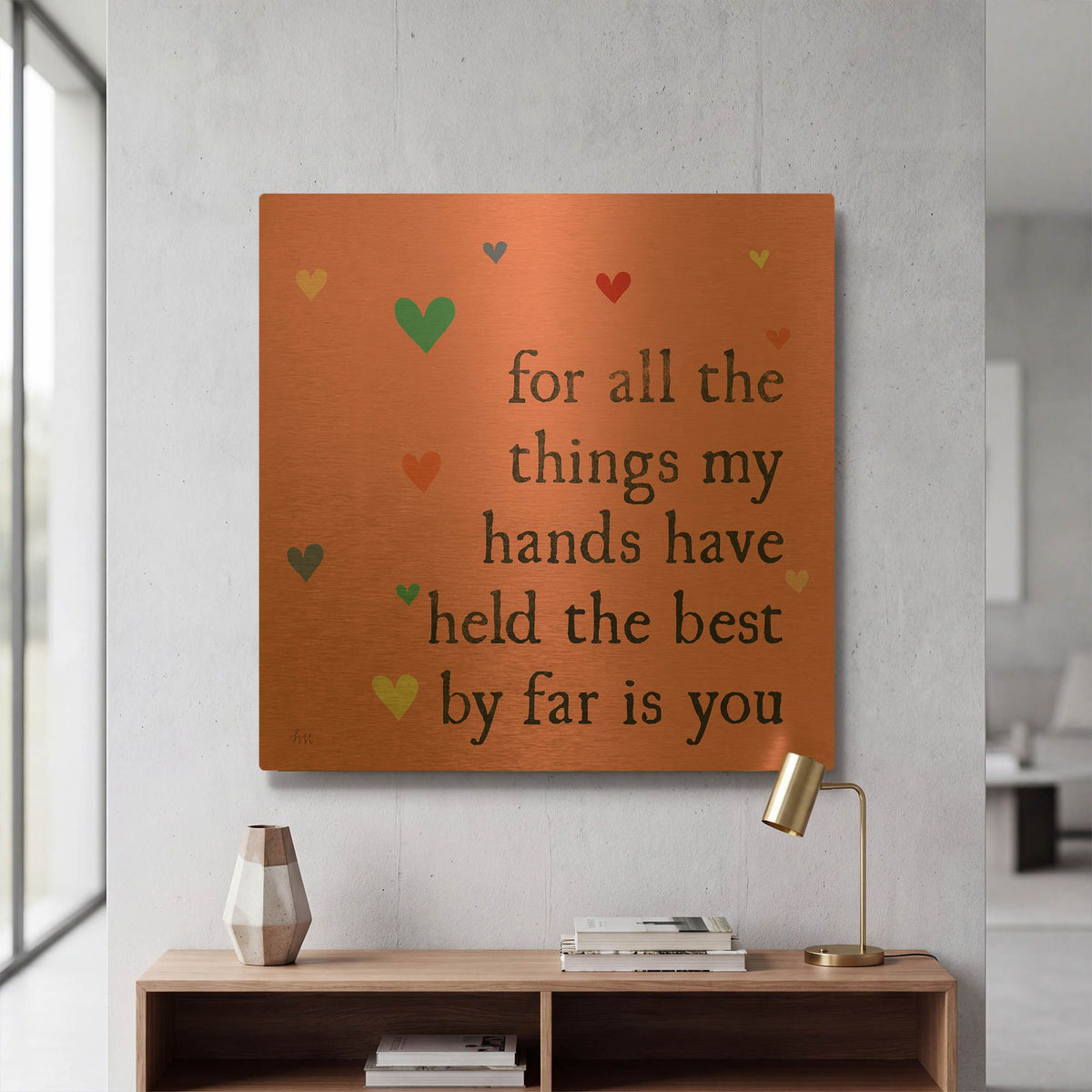 'Simple Romance 2 Colorful' By Laura Marshall Gold Metal Wall Art