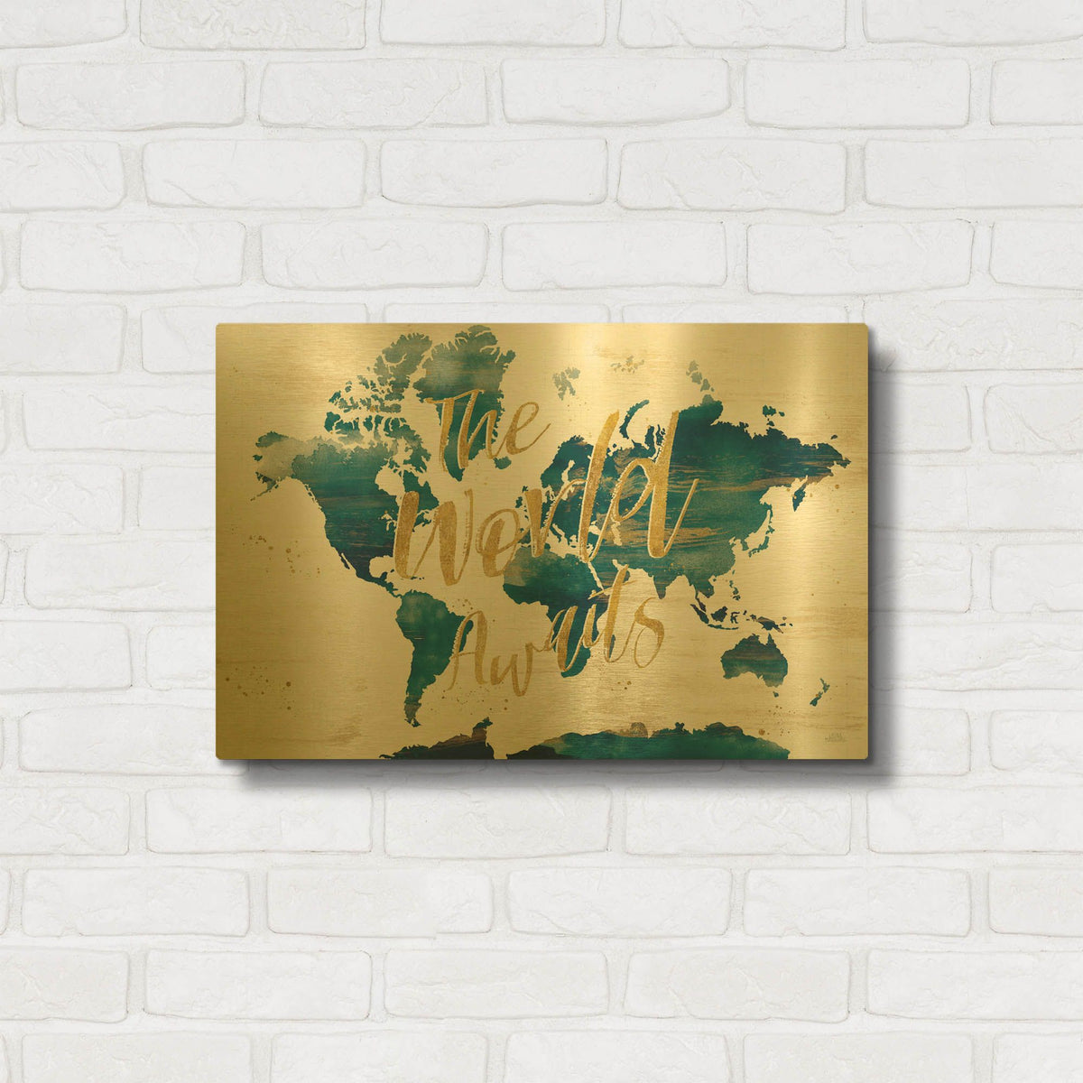 'Desert Blooms Abstact Map The World' By Laura Marshall Gold Metal Wall Art