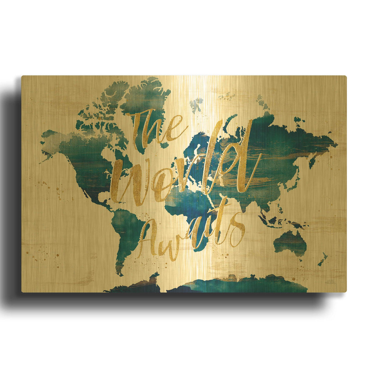 'Desert Blooms Abstact Map The World' By Laura Marshall Gold Metal Wall Art