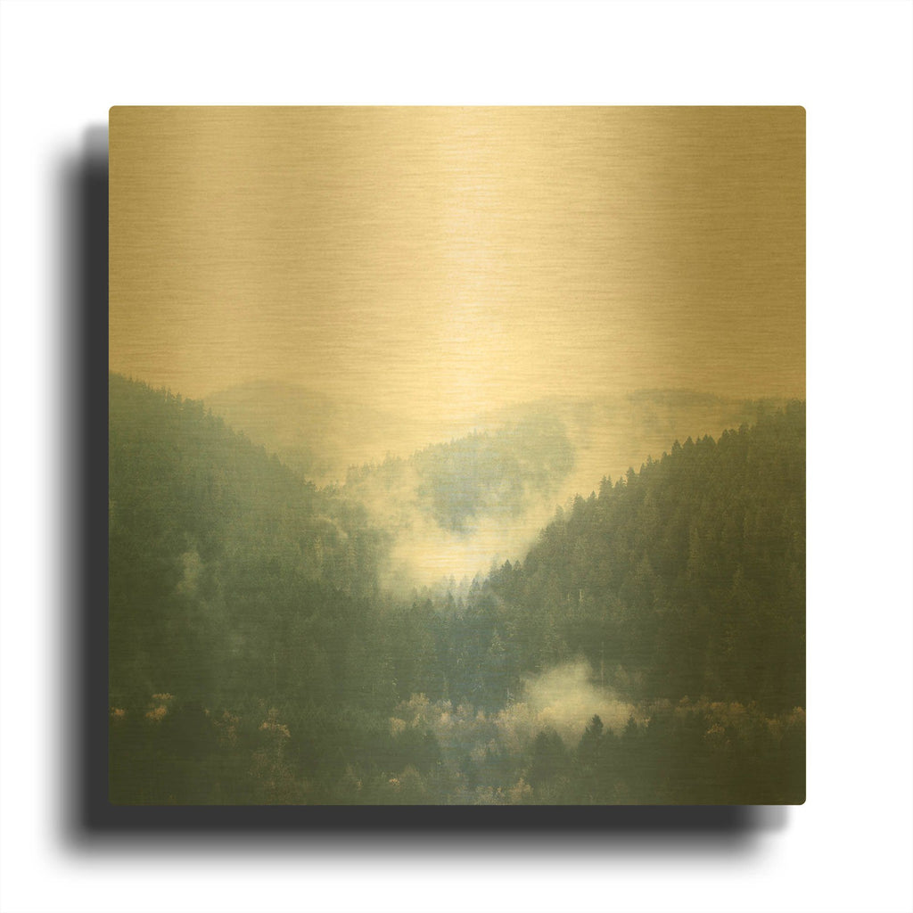 'Landscape 1 Blue' By Laura Marshall Gold Metal Wall Art