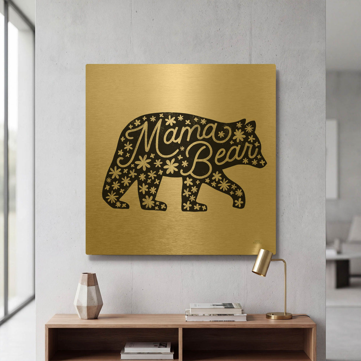 'Forest Family 1' By Laura Marshall Gold Metal Wall Art