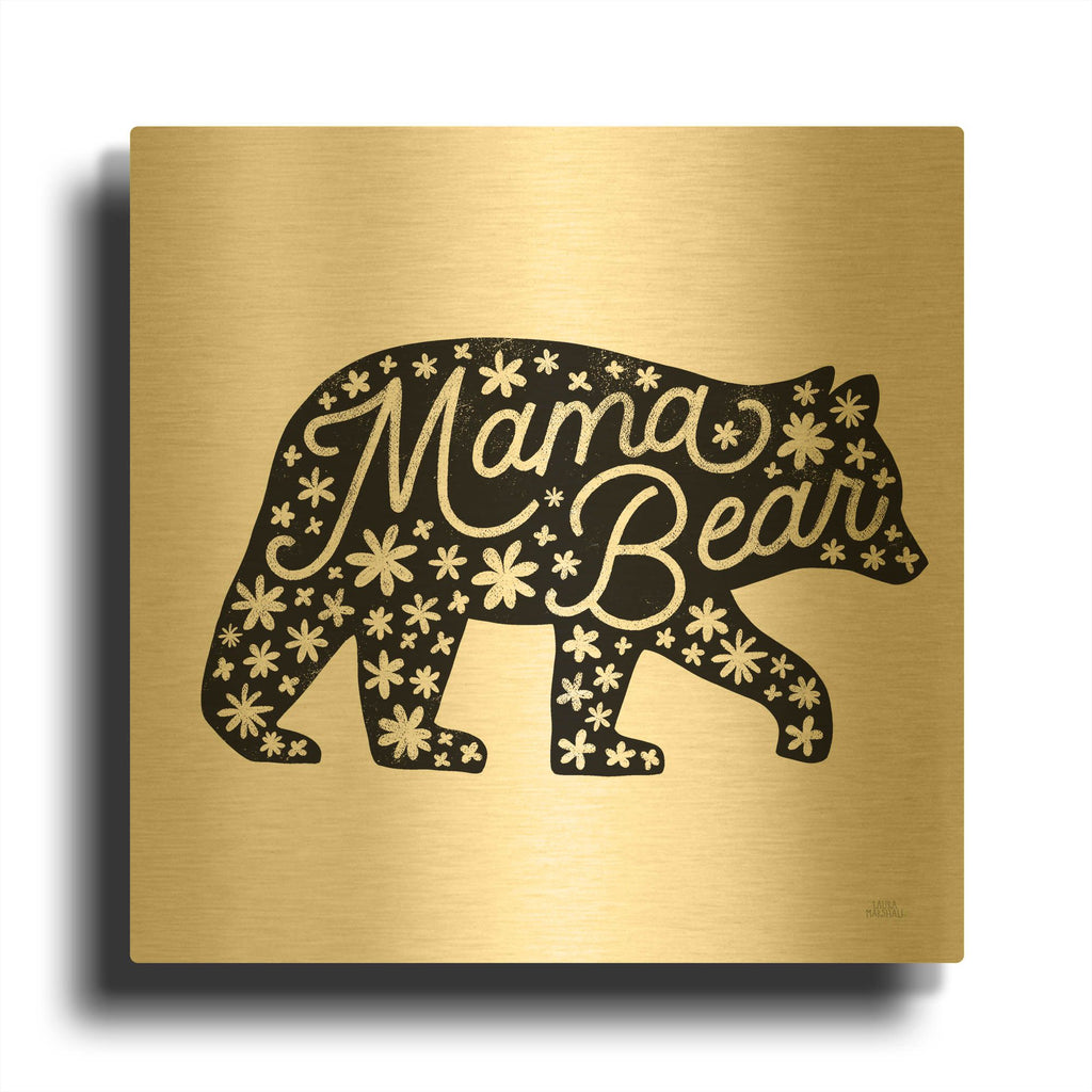 'Forest Family 1' By Laura Marshall Gold Metal Wall Art