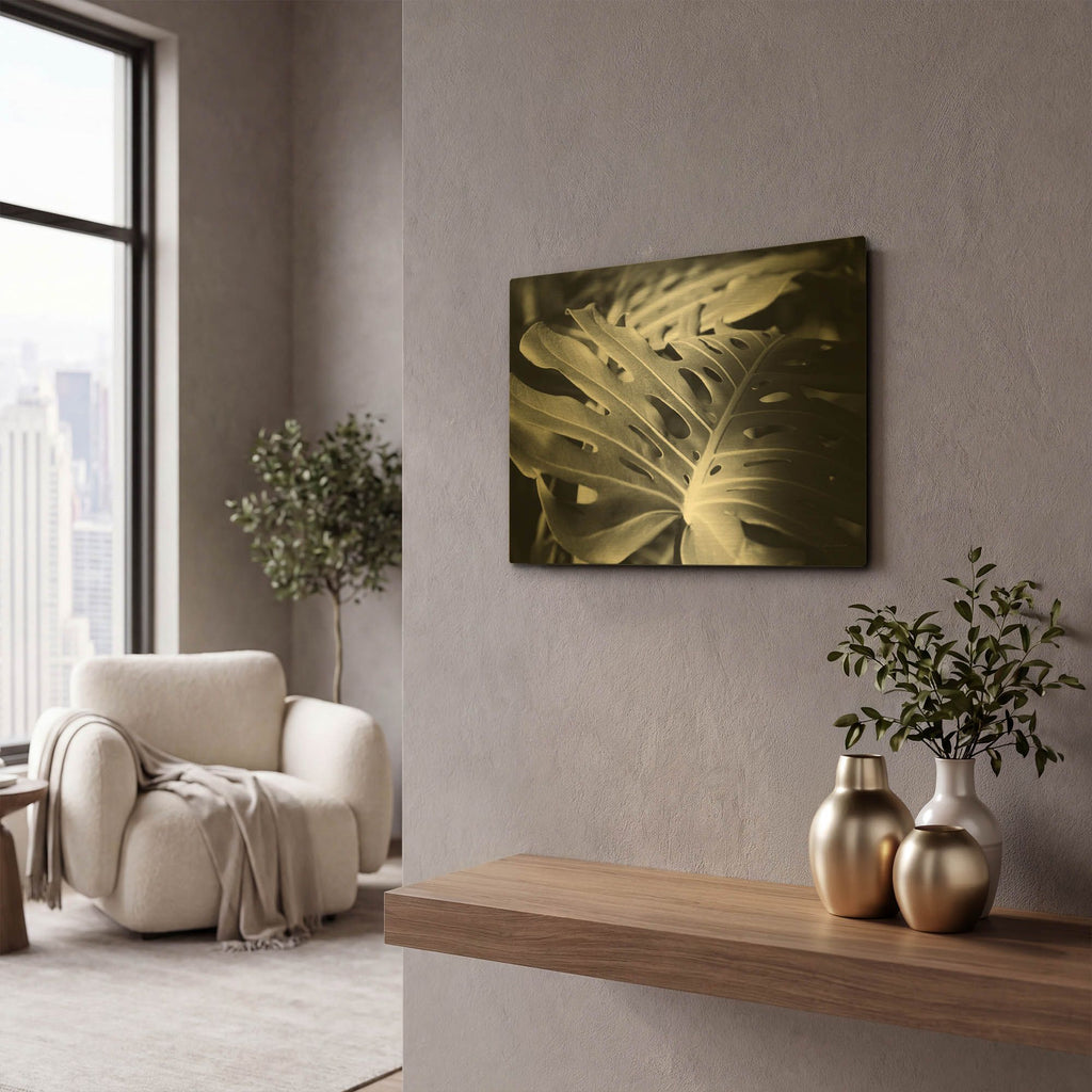 'Philodendron' By Laura Marshall Gold Metal Wall Art