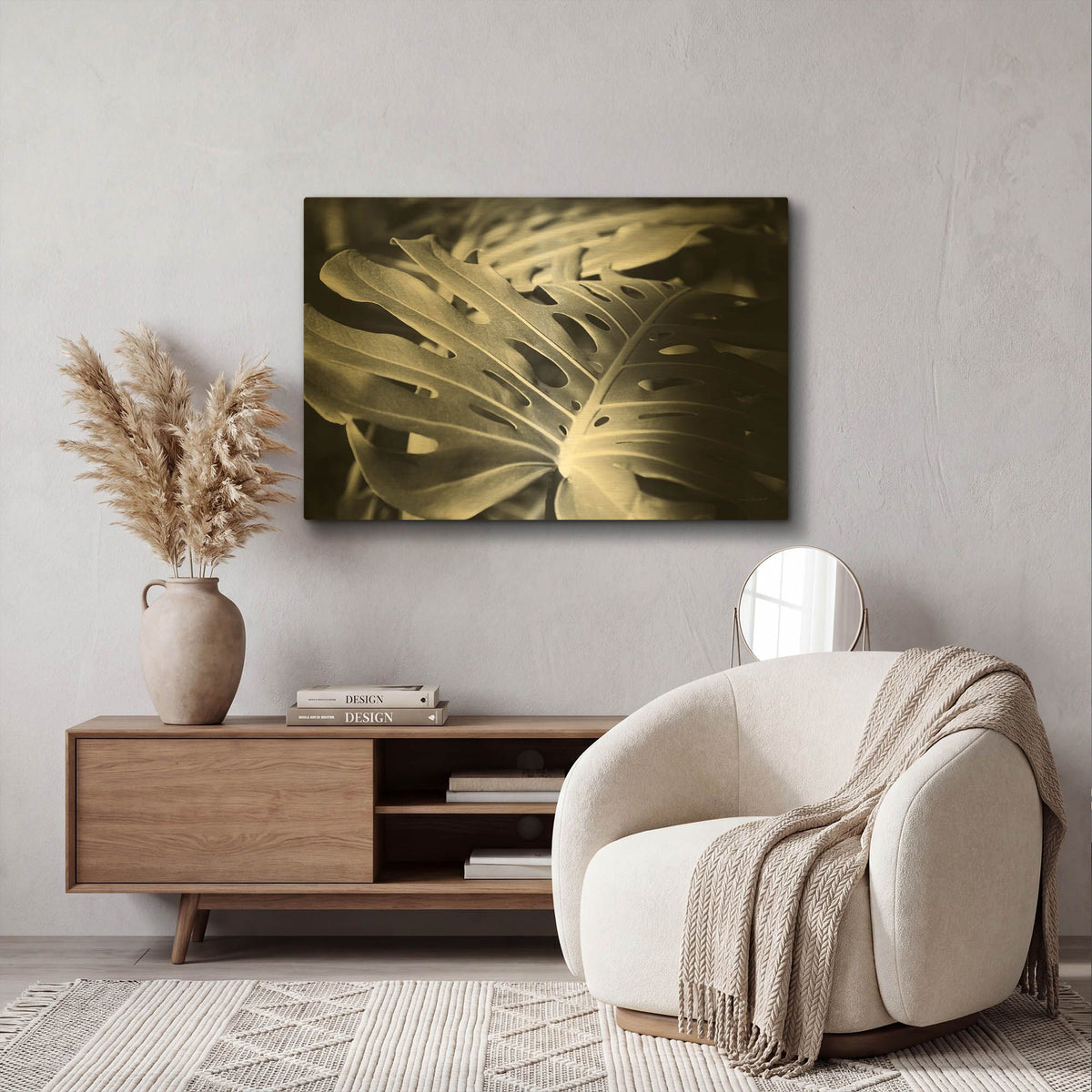 'Philodendron' By Laura Marshall Gold Metal Wall Art