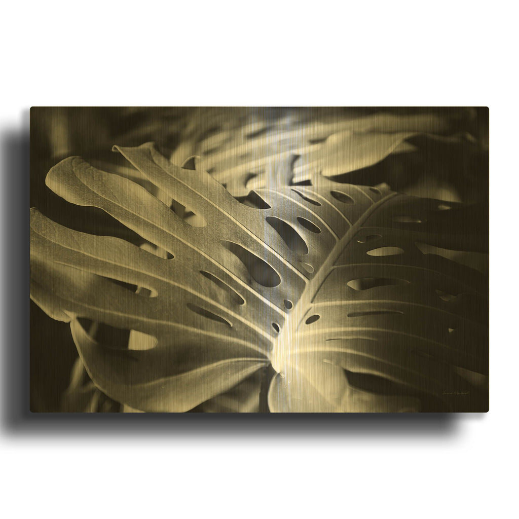 'Philodendron' By Laura Marshall Gold Metal Wall Art