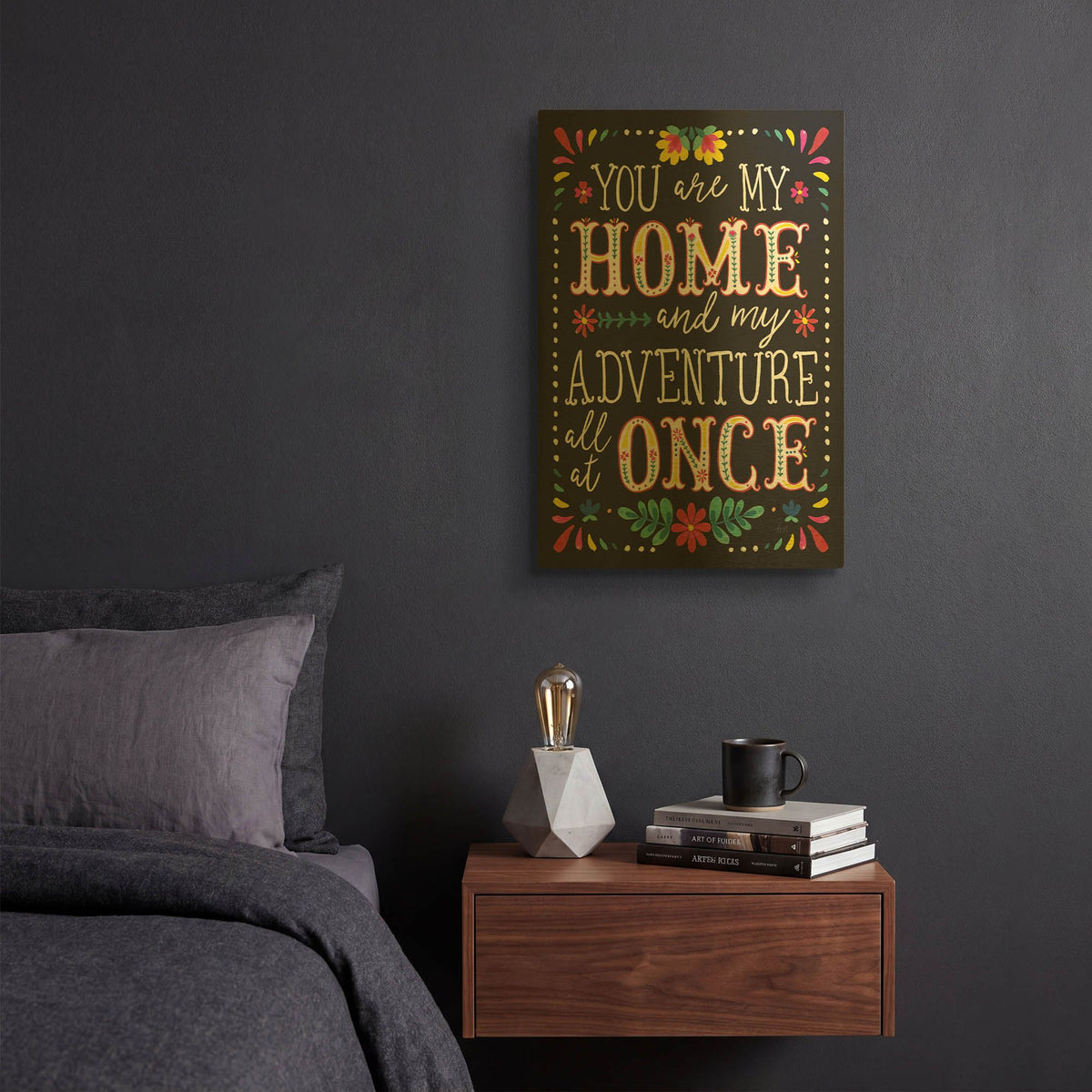 'Floral Fiesta Inspiration 1' By Laura Marshall Gold Metal Wall Art