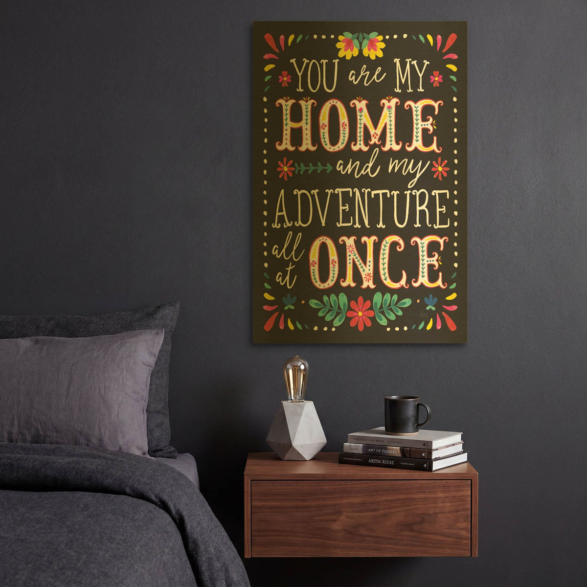 'Floral Fiesta Inspiration 1' By Laura Marshall Gold Metal Wall Art