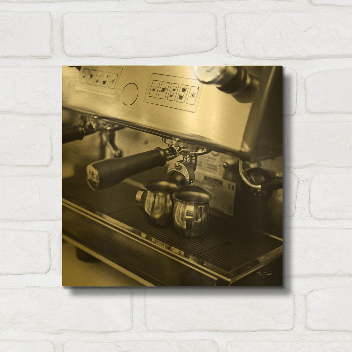 'Coffeehouse 1' By Laura Marshall Gold Metal Wall Art