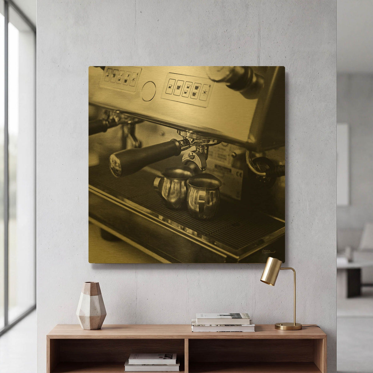 'Coffeehouse 1' By Laura Marshall Gold Metal Wall Art