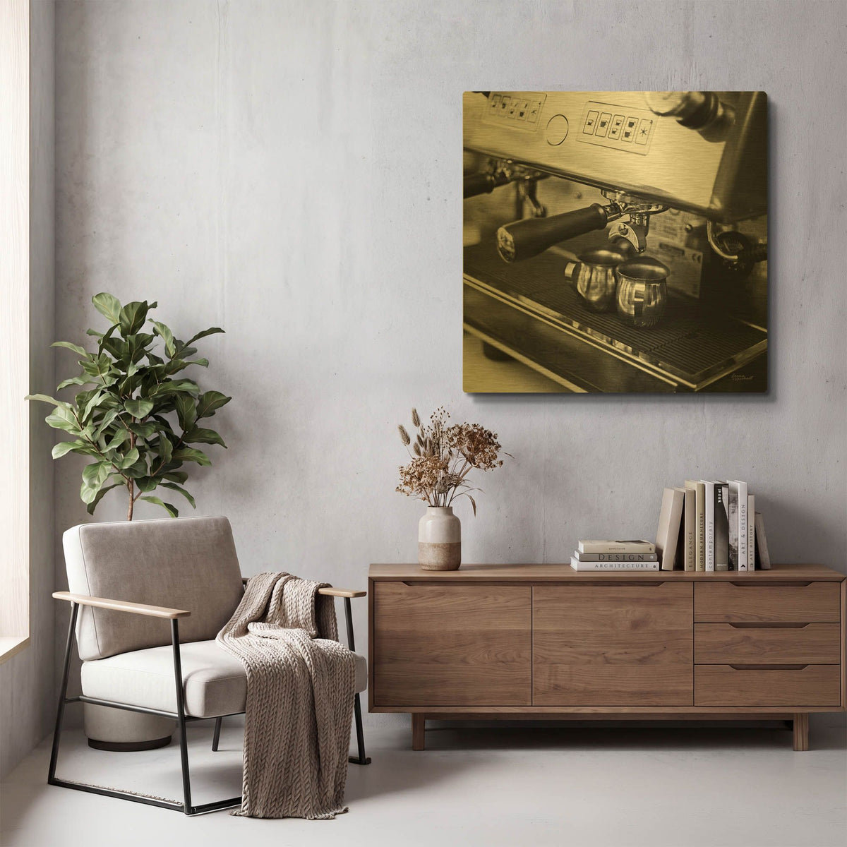 'Coffeehouse 1' By Laura Marshall Gold Metal Wall Art