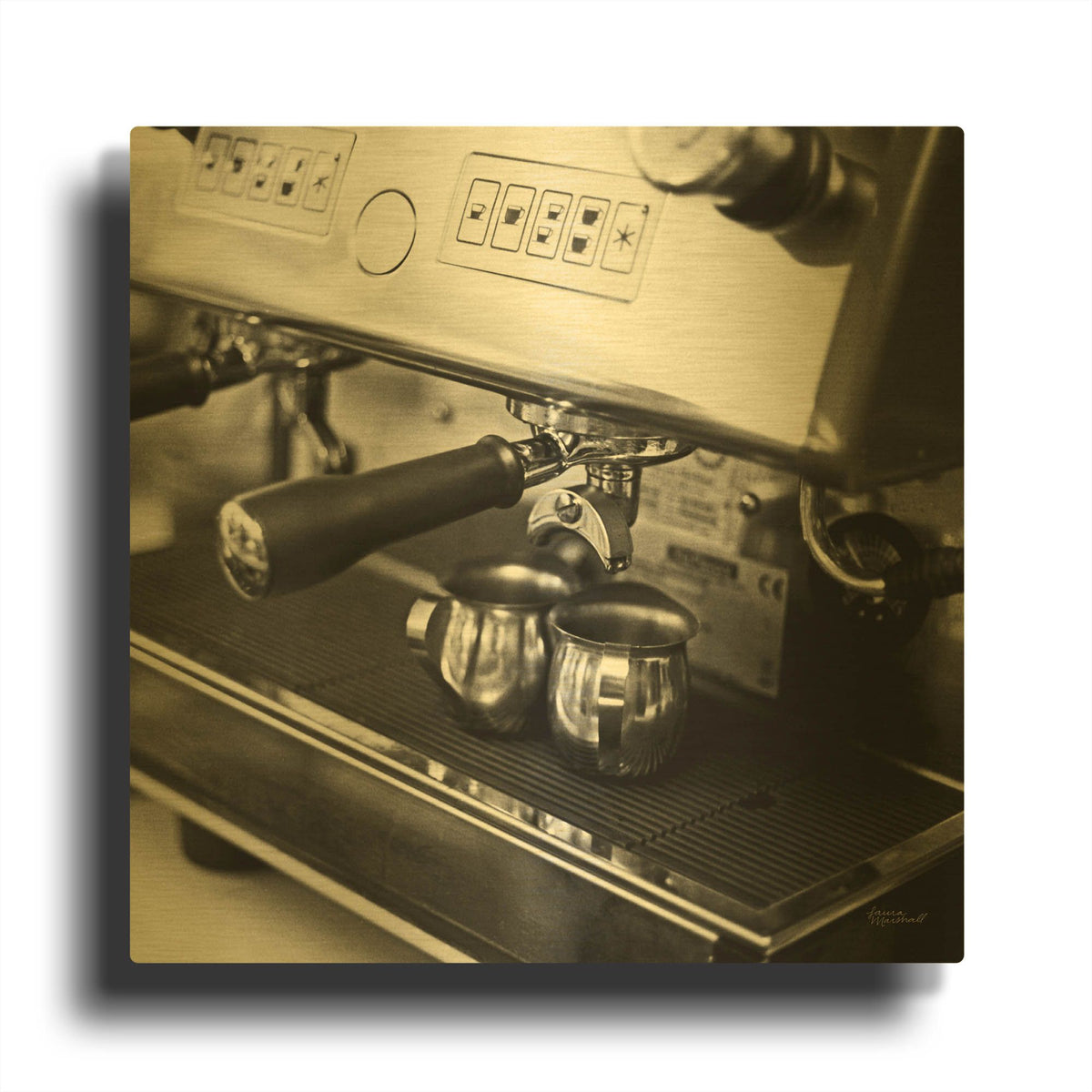 'Coffeehouse 1' By Laura Marshall Gold Metal Wall Art