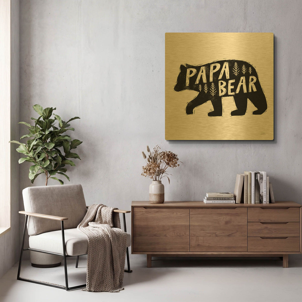 'Forest Family 2' By Laura Marshall Gold Metal Wall Art