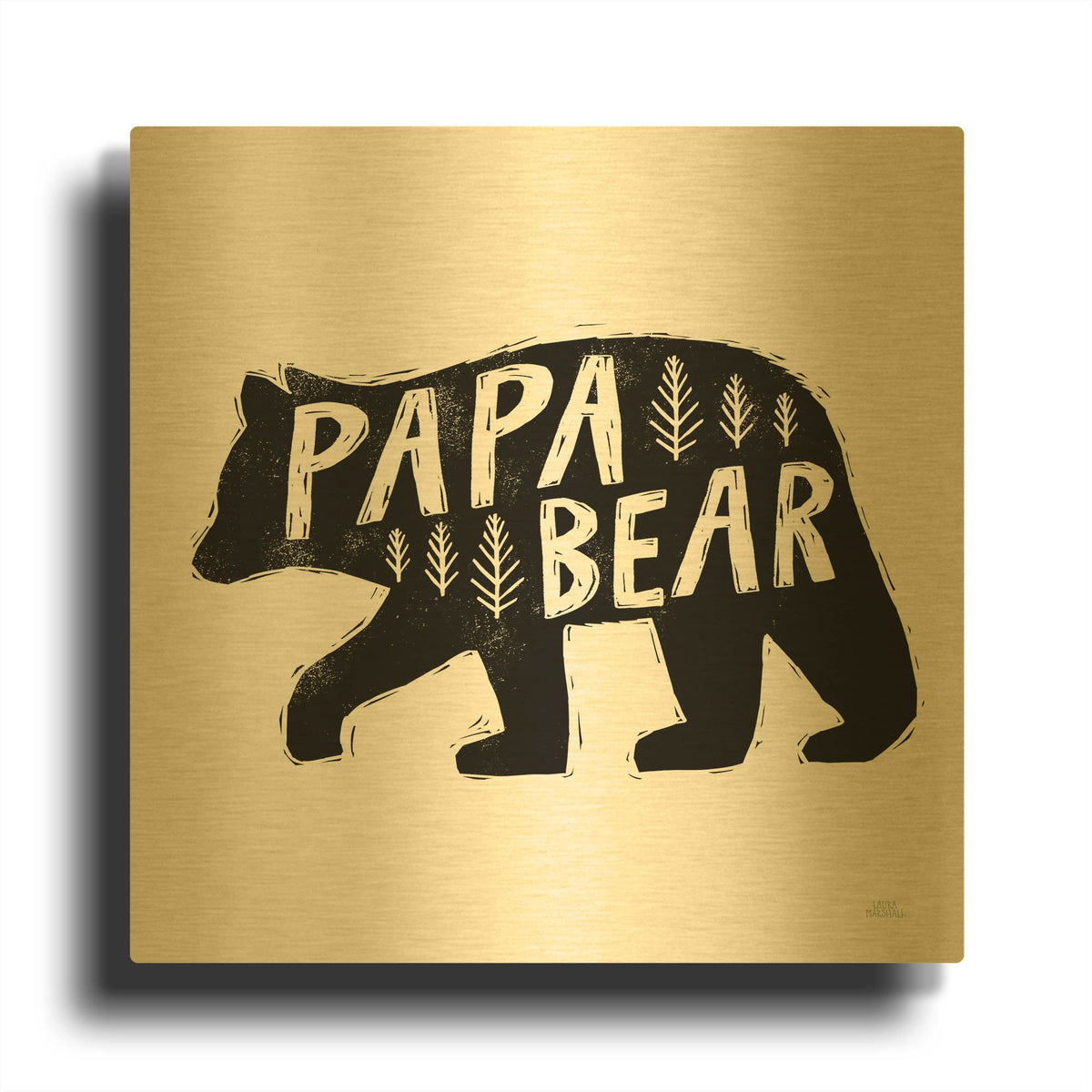 'Forest Family 2' By Laura Marshall Gold Metal Wall Art