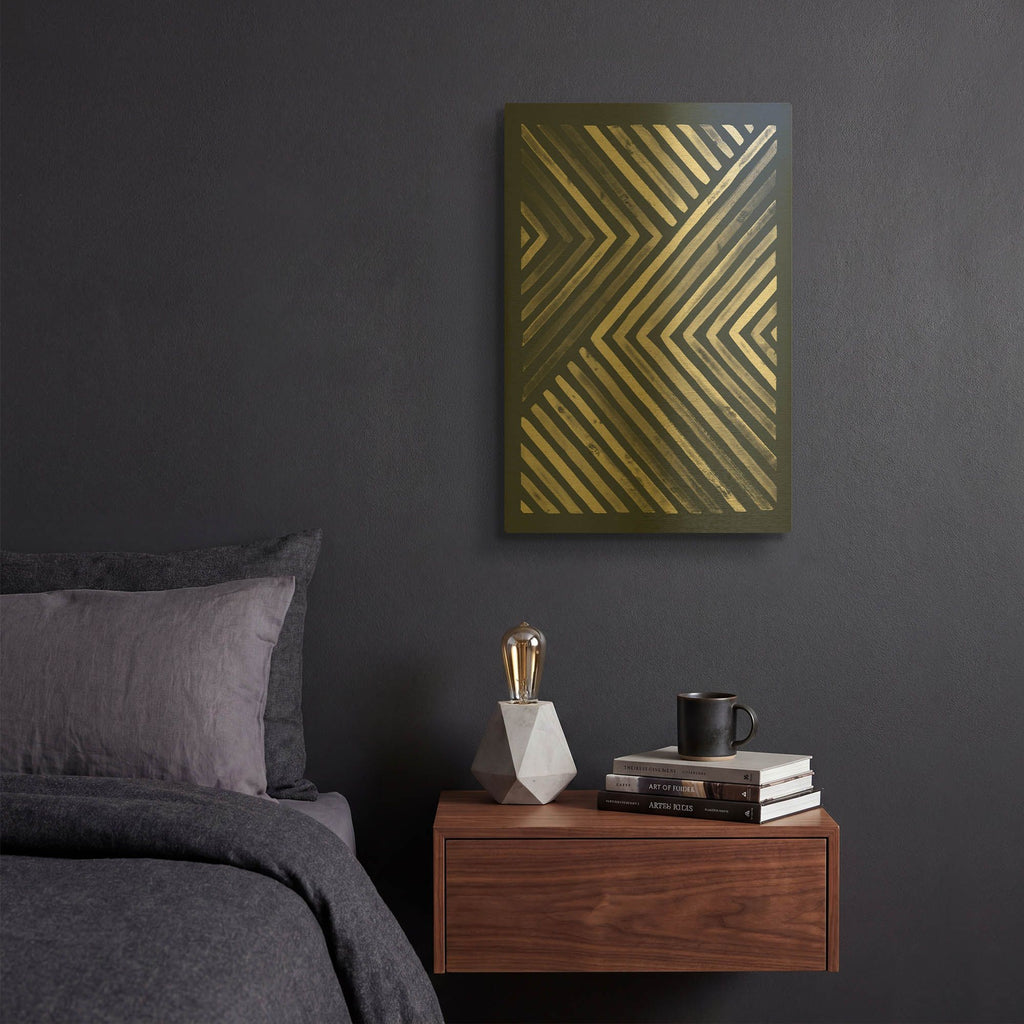 'Blue Sunset 1' By Laura Marshall Gold Metal Wall Art