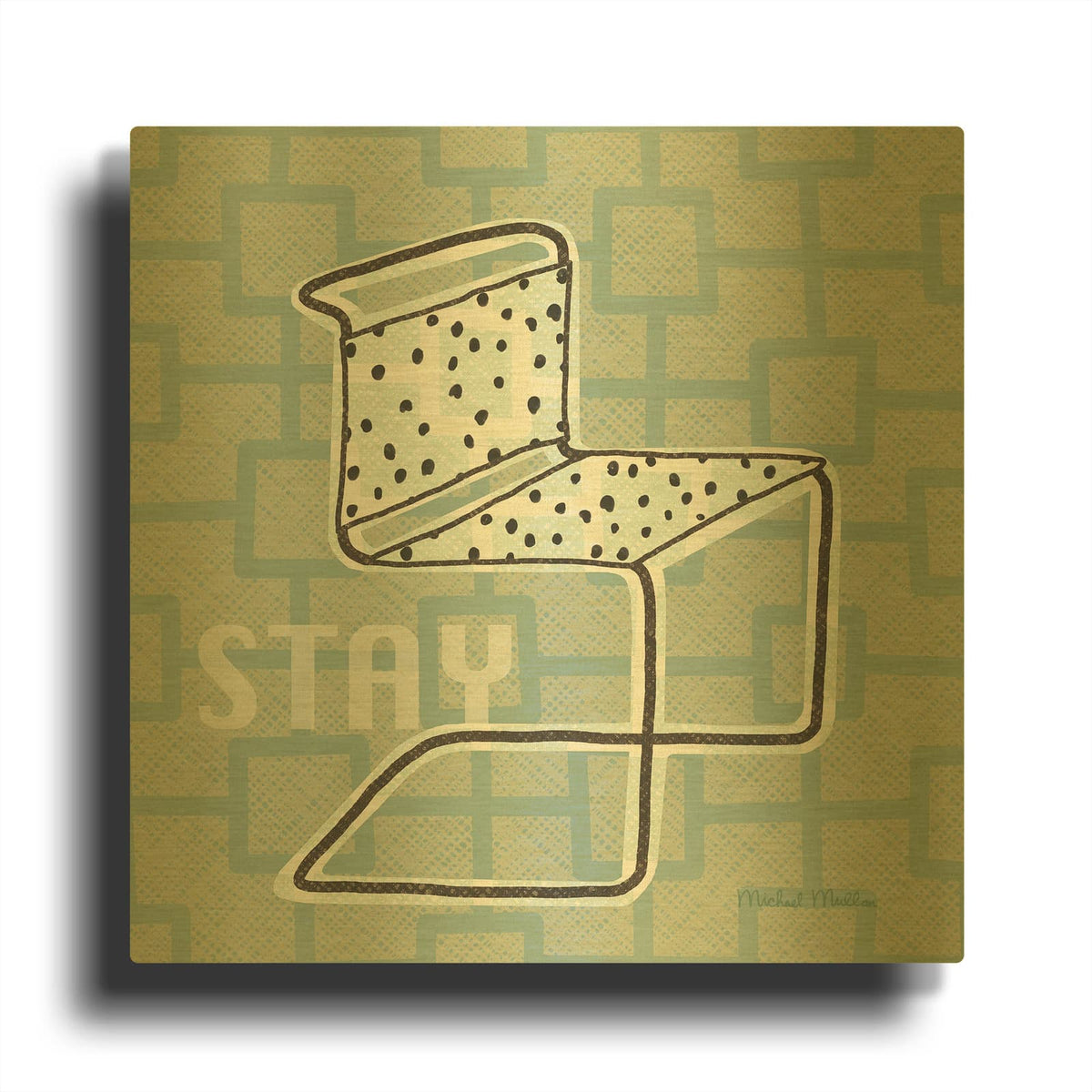 'Retro Chair 3 Stay' By Michael Mullan Gold Metal Wall Art