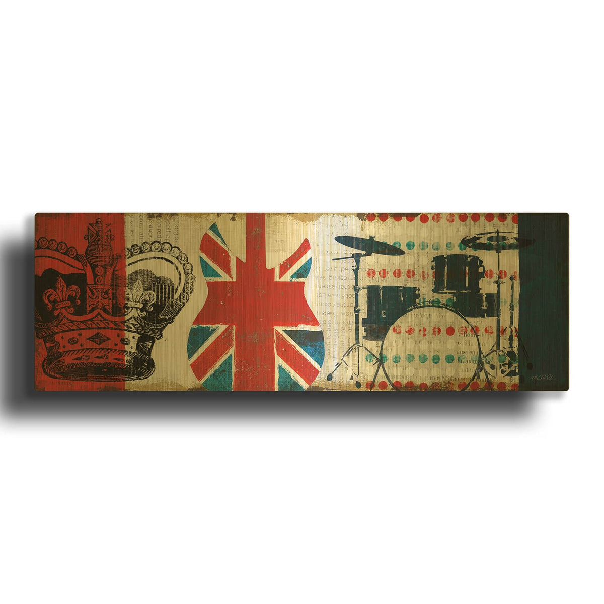 'British Invasion 2' By Michael Mullan Gold Metal Wall Art