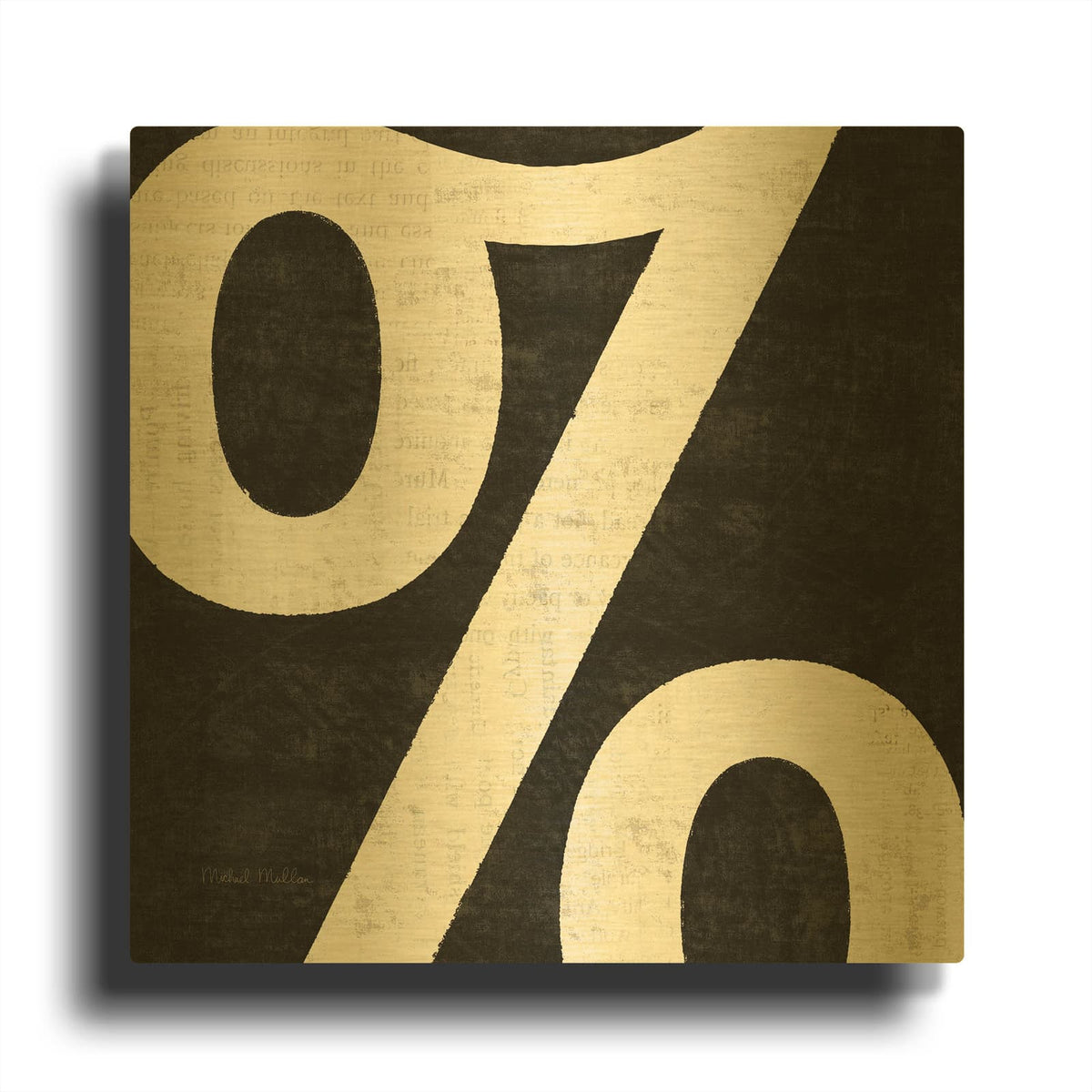 'Punctuated Black Square 4' By Michael Mullan Gold Metal Wall Art