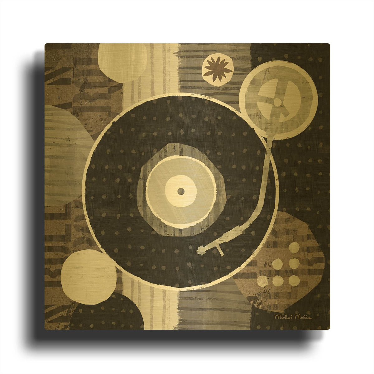 'Rock N Roll Album Neutral' By Michael Mullan Gold Metal Wall Art