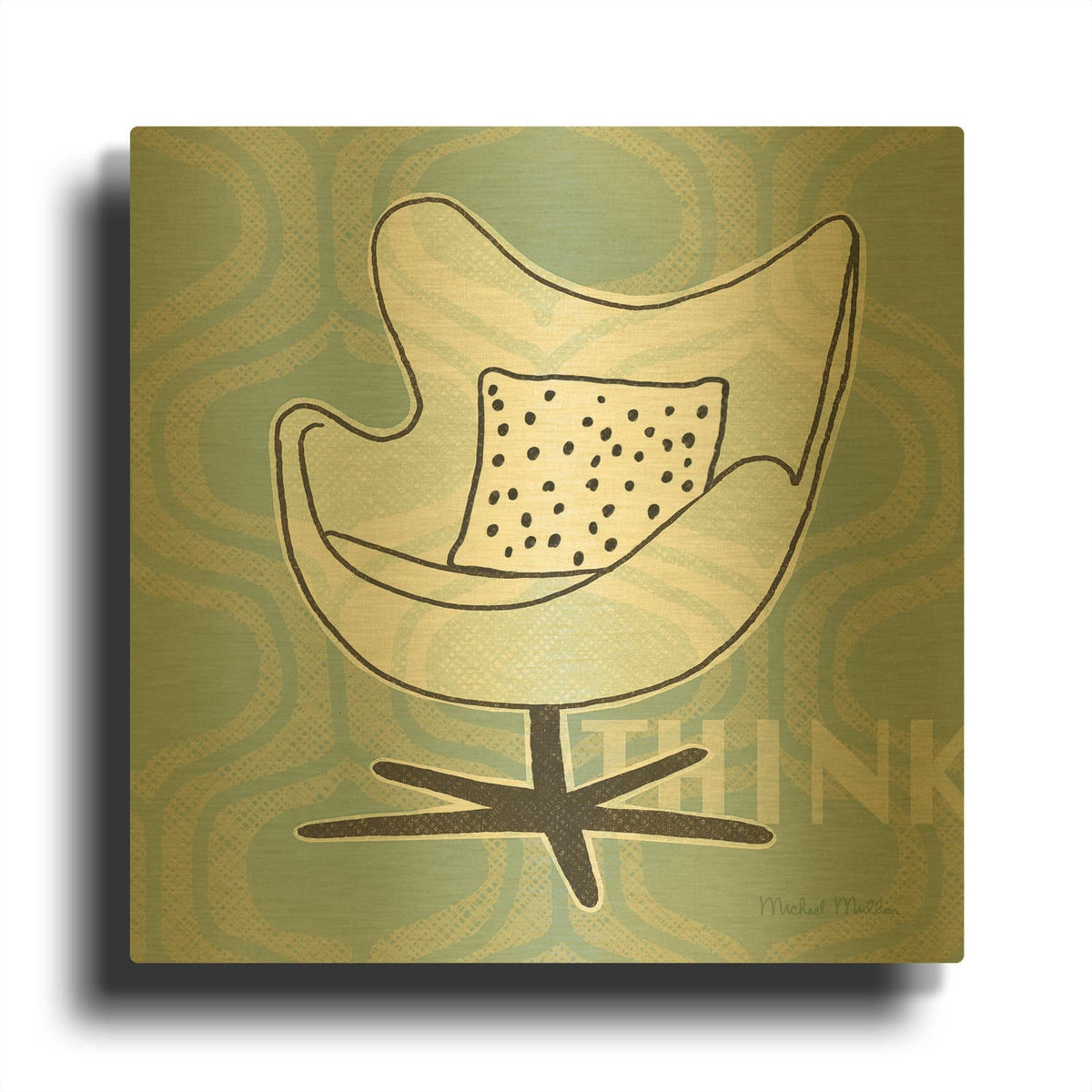 'Retro Chair 2 Think' By Michael Mullan Gold Metal Wall Art