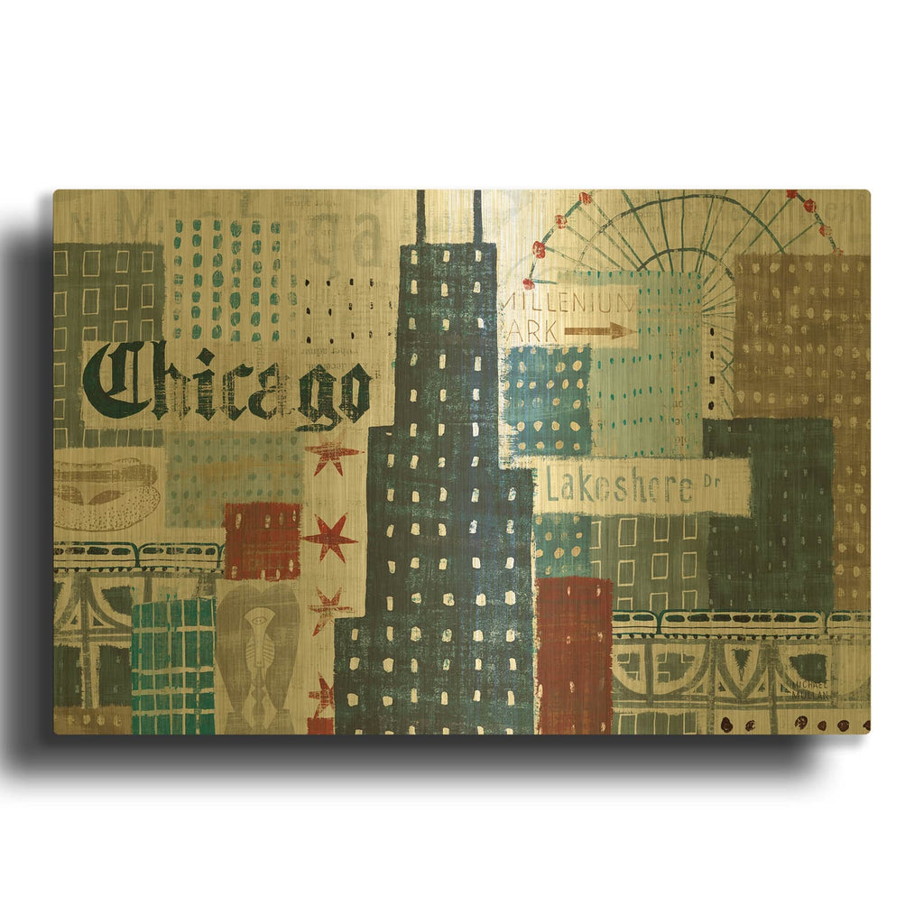 'Hey Chicago 2' By Michael Mullan Gold Metal Wall Art