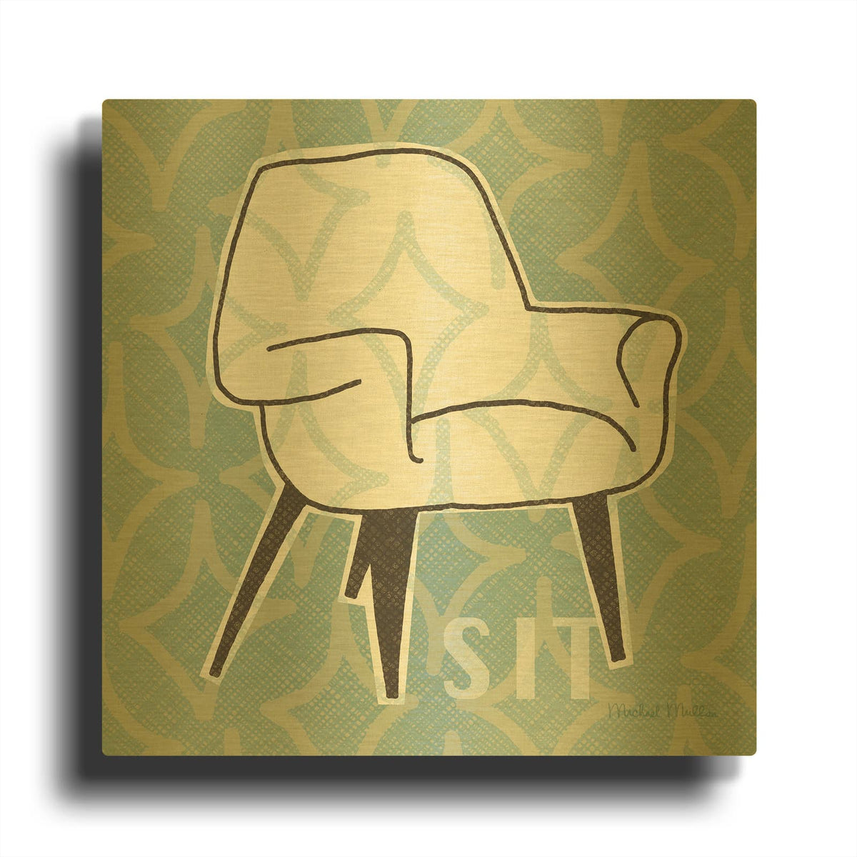 'Retro Chair 1 Sit' By Michael Mullan Gold Metal Wall Art
