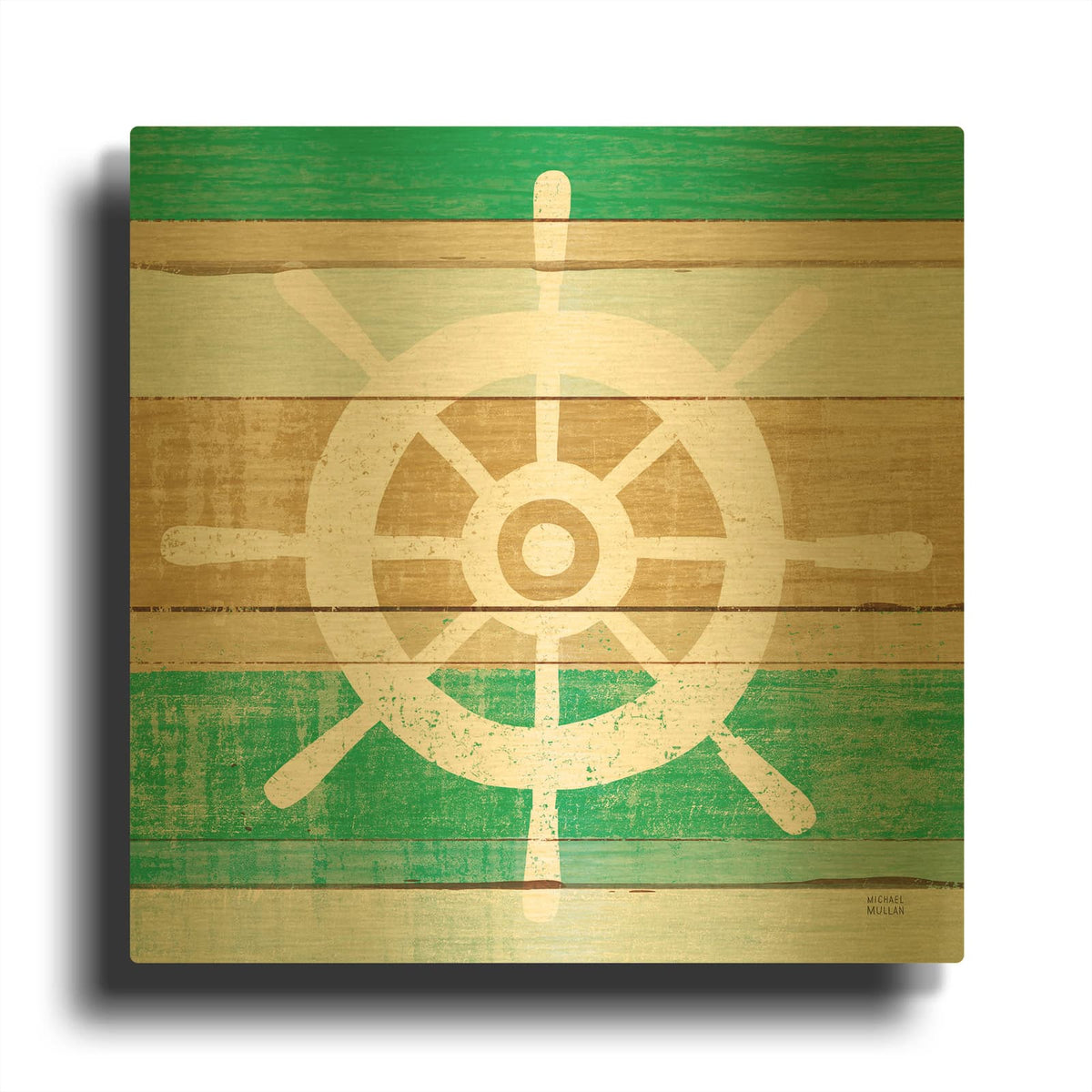 'Beachscape 6 Helm Green' By Michael Mullan Gold Metal Wall Art