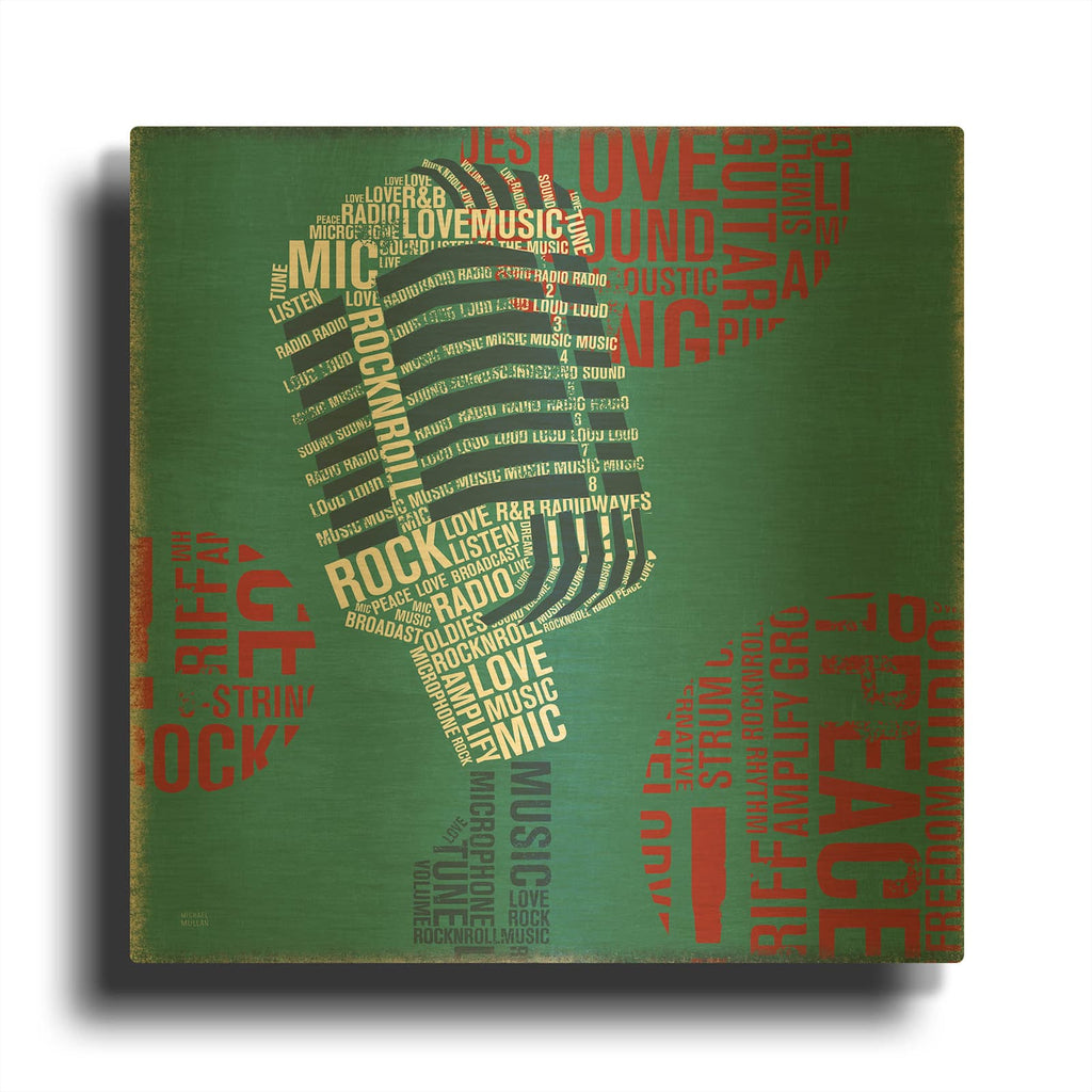 'Type Mic Square' By Michael Mullan Gold Metal Wall Art