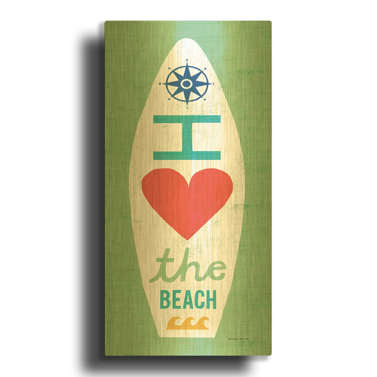 'Beach Bums Surf Board 2' By Michael Mullan Gold Metal Wall Art