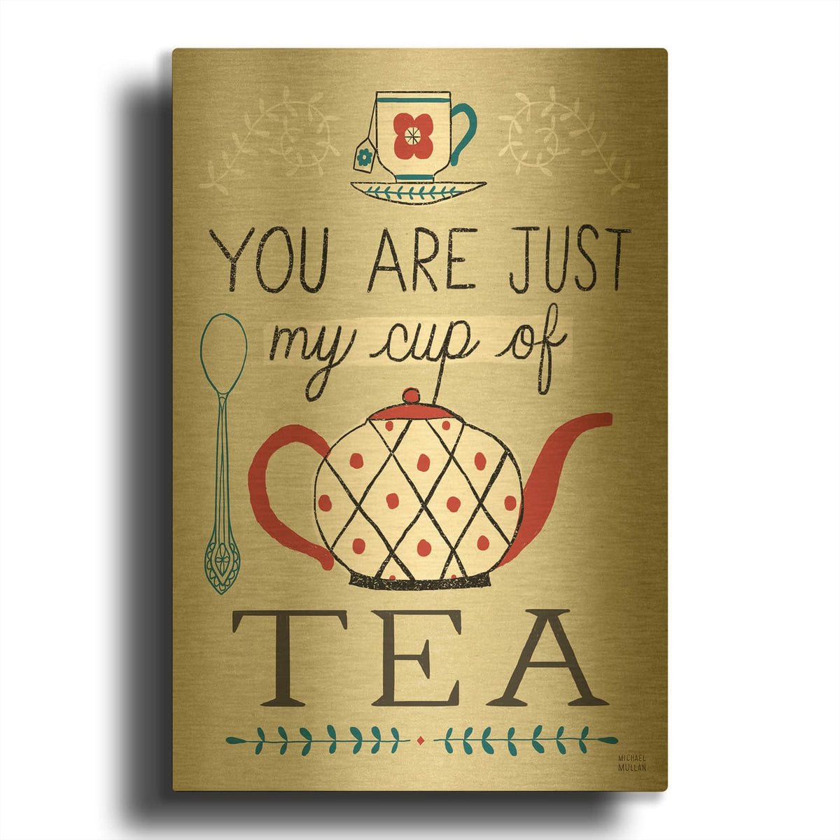 'Cup Of Tea' By Michael Mullan Gold Metal Wall Art