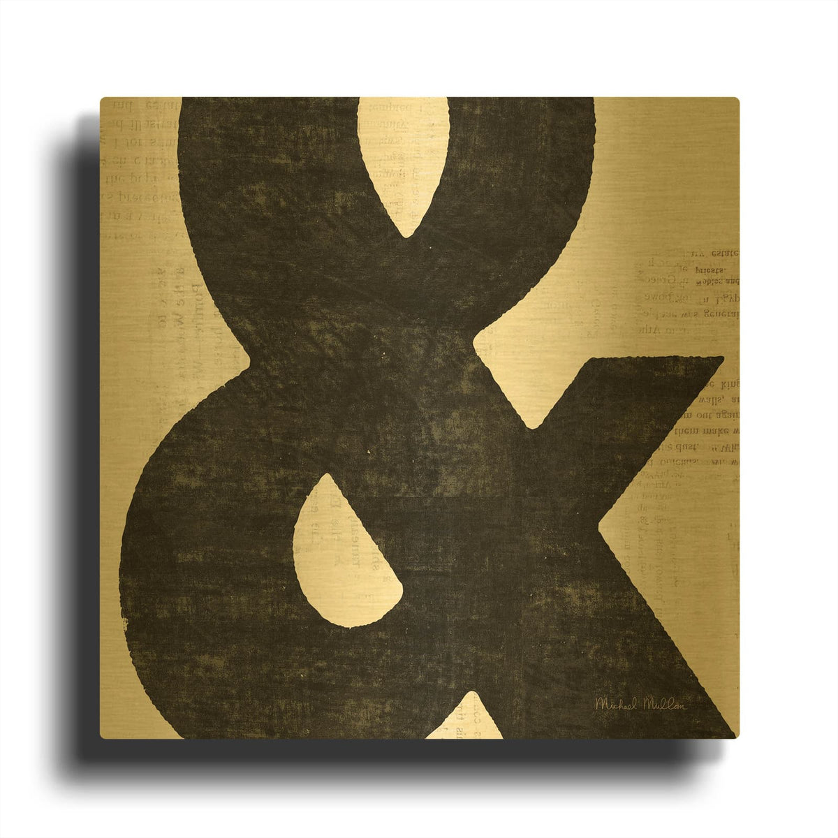 'Punctuated Black Square 3' By Michael Mullan Gold Metal Wall Art