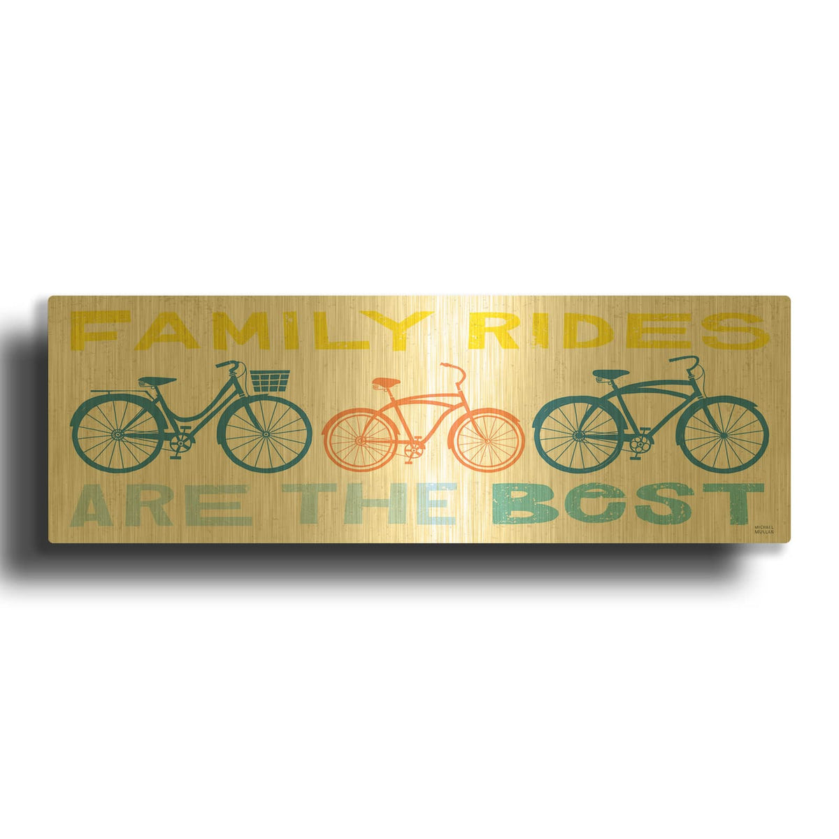 'Lets Cruise Together Family Rides 2 Bright' By Michael Mullan Gold Metal Wall Art
