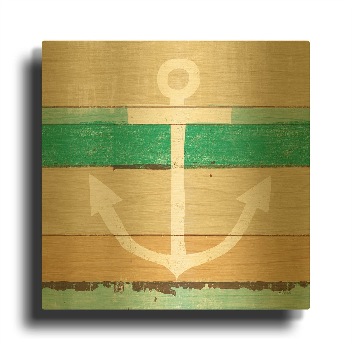 'Beachscape 3 Anchor Green' By Michael Mullan Gold Metal Wall Art