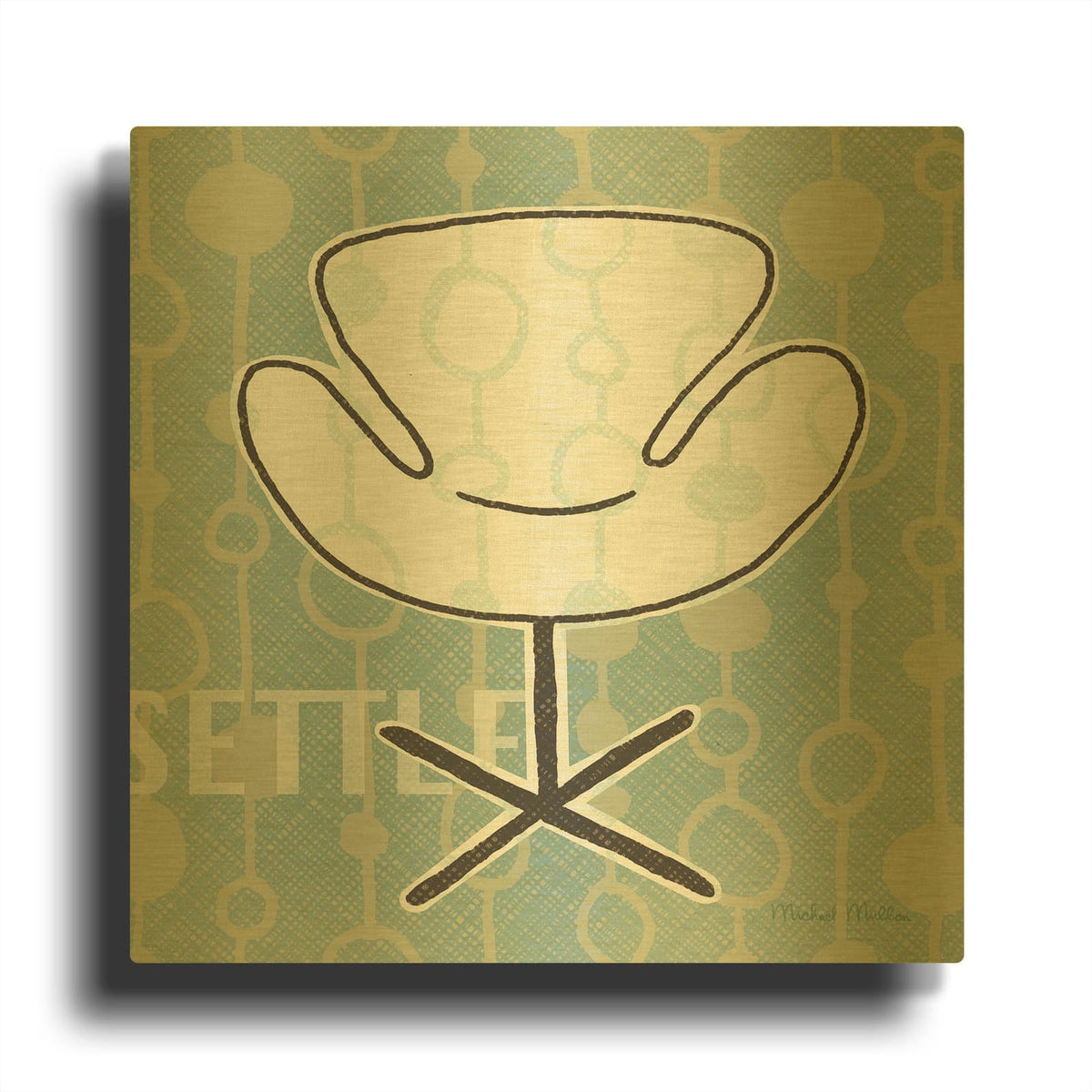 'Retro Chair 4 Settle' By Michael Mullan Gold Metal Wall Art