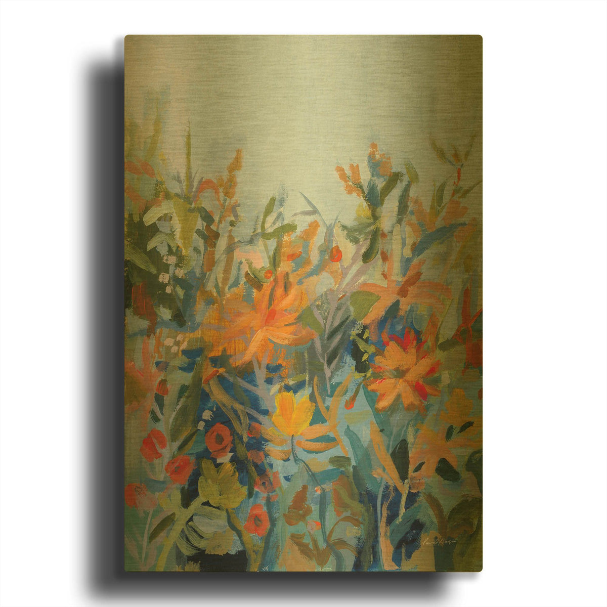 'Blue Spring' By Pamela Munger Gold Metal Wall Art