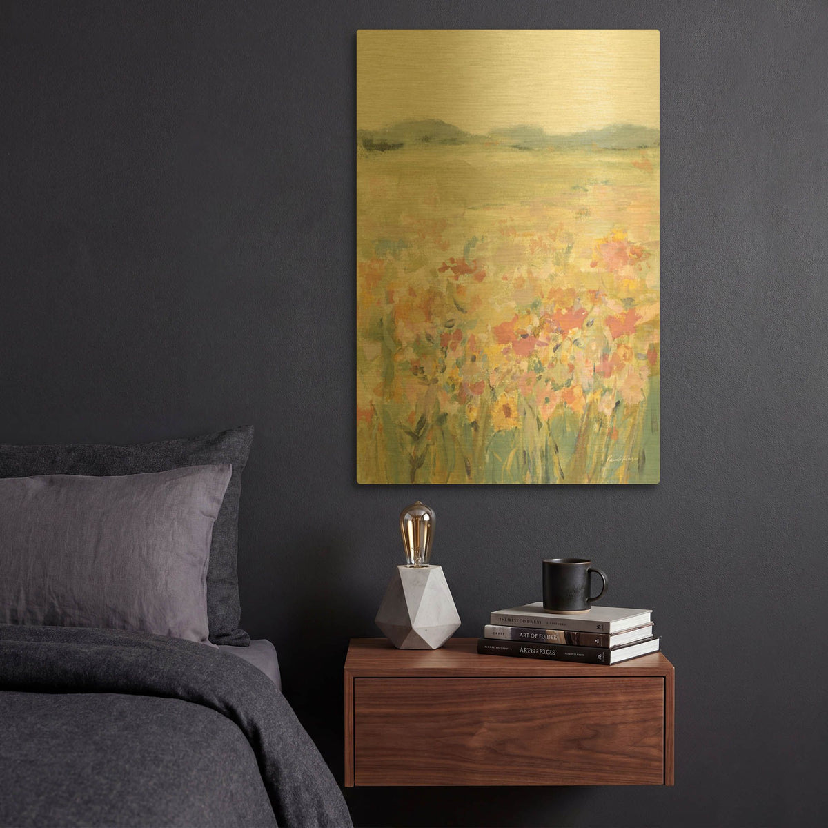 'Wildflower Meadow Neutral' By Pamela Munger Gold Metal Wall Art